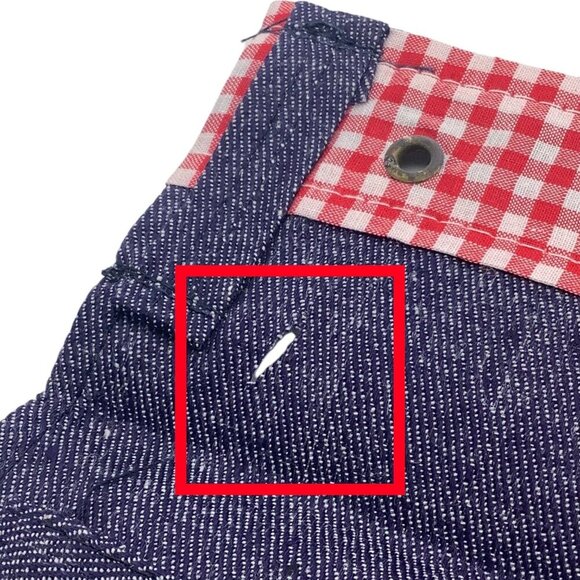 Denim Shoe Bag Unisex Red Gingham Trim & Multiple Pockets For 3 Pair of Shoes - Picture 6 of 13